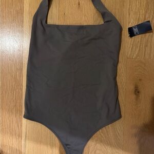 Abercrombie & Fitch Halter Bodysuit in Grey/Charcoal
